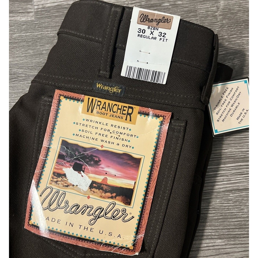 Wrangler Wrancher Boot Cut Dress Jeans Brown 82BN 30x32 New With Tags USA Made